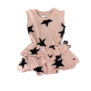 nununu Layered Blush Pink Dress w/ Black Stars Detailing